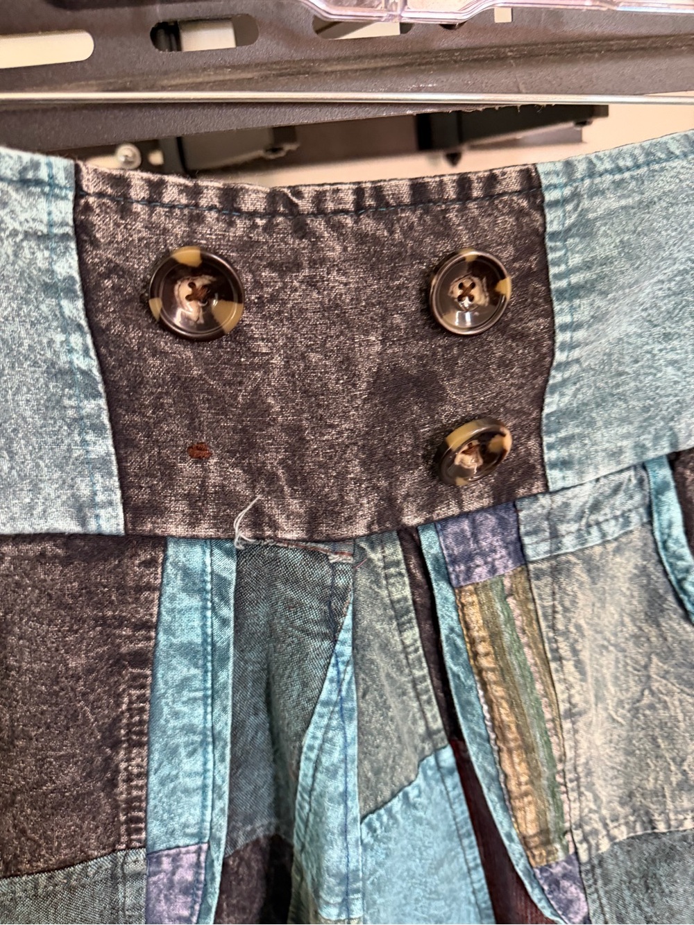 GOA Patchwork Boho Harem Pants in Teal Multi (missing one decorative button) - Picture 5 of 10